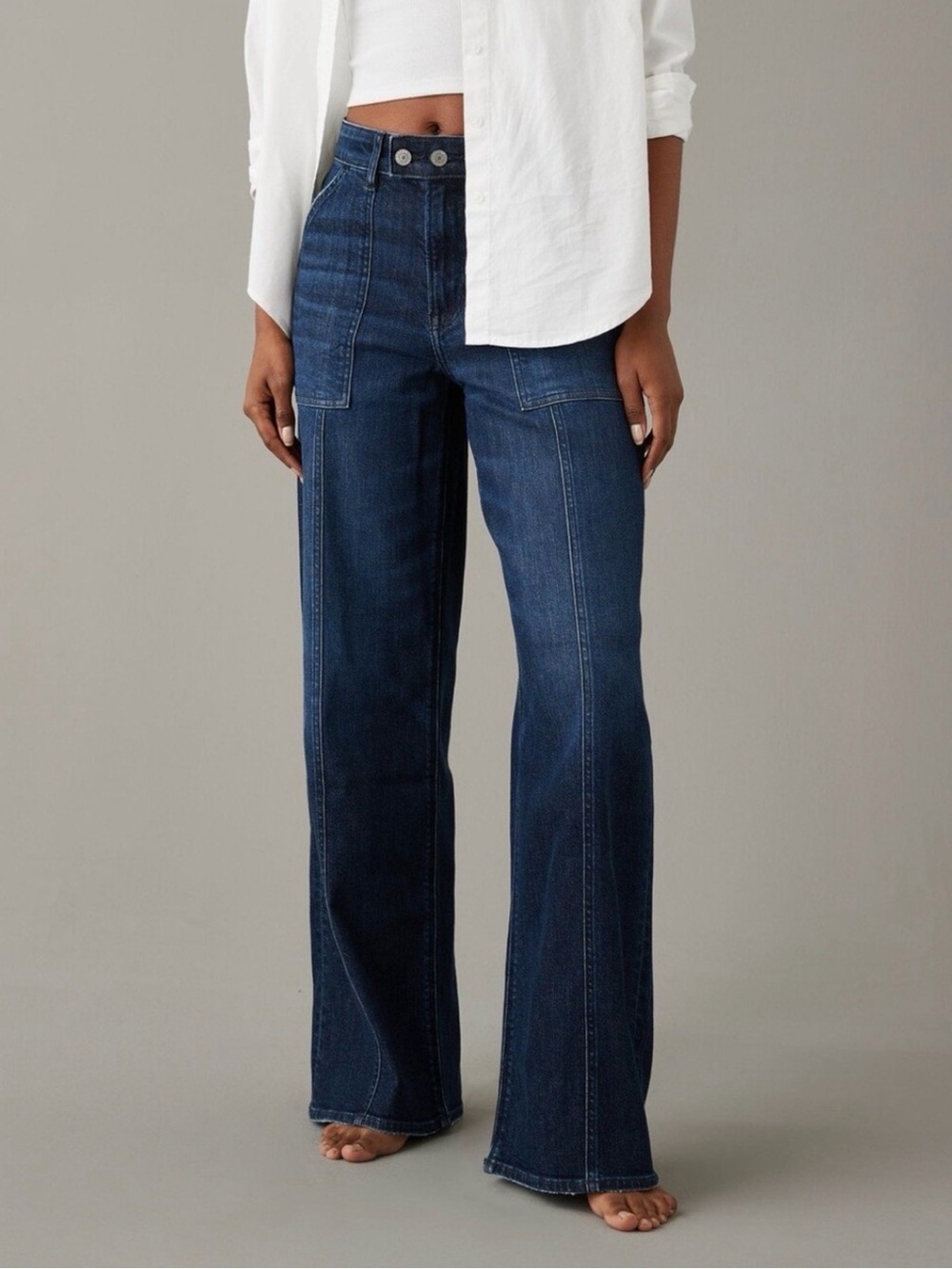 American Eagle Dreamy Drape Super High-Rise Wide Leg Baggy Jeans - 4 Short